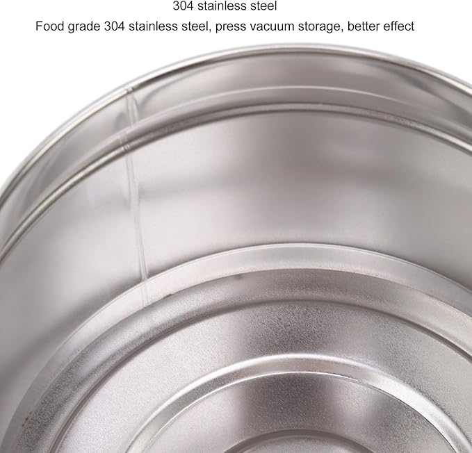 Vacuum Kitchen Seal Canister, Stainless Steel Pressed Airtight Food Storage Container, Flour/Coffee/Beans Tea/Grains/Sugar/Biscuits Metal Food Storage Canister, Tea Canisters(1600ML Beige)
