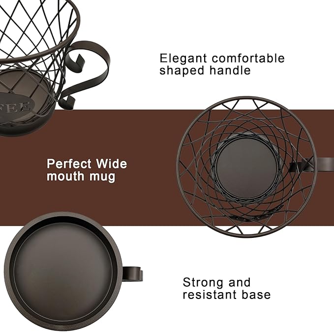 Coffee Pods Storage Basket, Capsule Holder for 35 K Cup Organizer, Basket Decor for Bar Countertop-Brown
