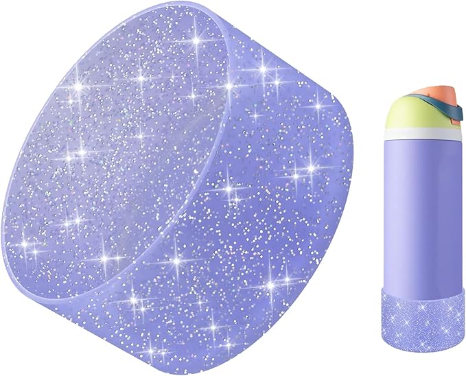 Protective Glitter Silicone Boot Compatible with Owala 24oz 32oz 40oz, Bling Cup Sleeve Bottom Bumper Cover Compatible with Owala FreeSip, Twist, or Flip Stainless Steel Water Bottles