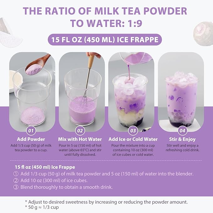 Soeos Taro Flavored Powder, 2.2 lbs (1kg) – Instant Bubble Tea Mix with Creamer & Sugar, Easy to Prepare, Perfect for Boba Drinks & Desserts
