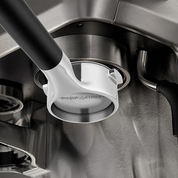 Mischief 58mm Bottomless Portafilter, 316 Stainless Steel, Fits E61 Group Heads, La Marzocco, Rocket, ECM, Synesso, VBM, Flat Base, Double Shot Basket, Walnut wood (Black POM, 58MM for E61)