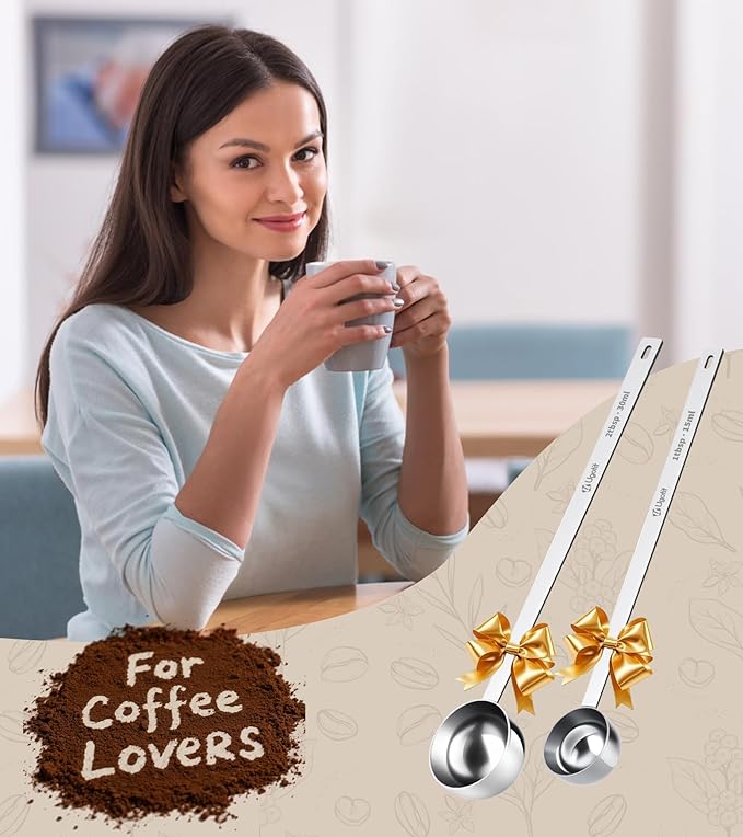 Ugotit 304 Stainless Steel Coffee Scoop 1 Tablespoon, Long Handle Measuring Spoon for Deep Jars, Engraved TBSP/ML Markings, Dishwasher Safe for Ground Coffee, Tea, Protein Powder