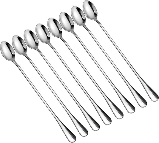 8 Pcs Ice Tea Spoons, 9 Inch Long Handle Iced Teaspoon, Stainless Steel Cocktail Stirring Spoons, Long Coffee Spoon Ice Cream Spoon for Coffee Tea Cocktail Stirring Desserts
