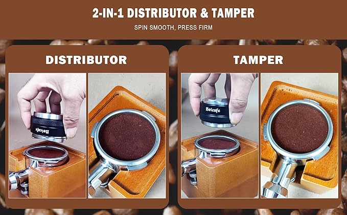 58mm Espresso Accessories Kit, 4 PCS 58mm Coffee Distributor Espresso Coffee Tamper Leveler with WDT Tool, Dosing Funnel and Espresso Puck Screen for Bottomless Portafilter (58mm)