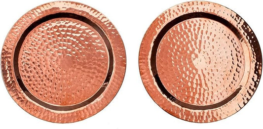 Sertodo Copper, Round Napa Bottle Coaster, Hand Hammered 100% Pure Copper, 5.5 inch diameter, Set of 2