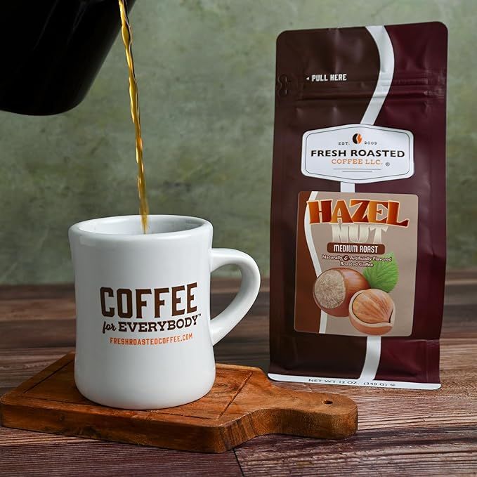 Fresh Roasted Coffee, Hazelnut Flavored Coffee, 12 oz, Medium Roast, Kosher, Ground