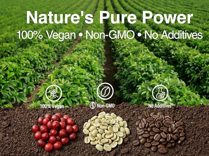 Lovita Green Coffee Bean Extract, 50% Chlorogenic Acid for Metabolism, Energy & Weight Management, 800 mg per Day, Vegan, Non-GMO, Gluten-Free, Natural Antioxidant Supplement, 180 Capsules
