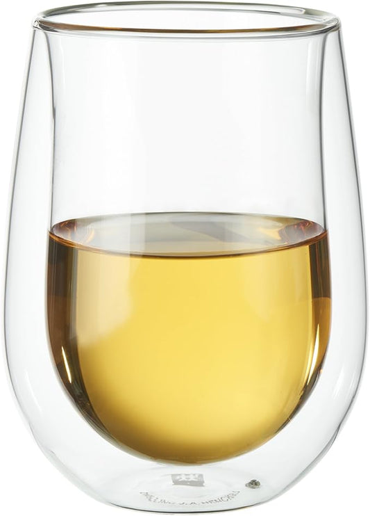 ZWILLING Sorrento 2-pc Double-Wall Stemless White Wine Glass Set, 10-oz, 296ml