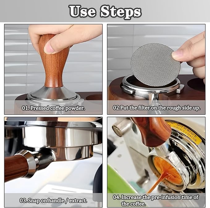 Espresso Puck Screen, 53.5mm Espresso Filter Screen Mesh Coffee Filter for Espresso Portafilter Filter Basket 1.7mm Thickness 150μm Reusable Puck Screen for Espresso Machines 316 Stainless Steel