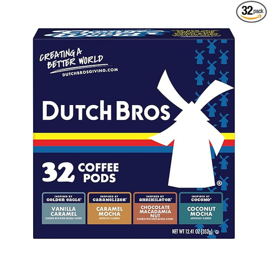 Dutch Bros® Flavored Coffee Variety Pack, 32 Count, Medium Roast, Single Serve Coffee Pods for Keurig K-Cup Brewers