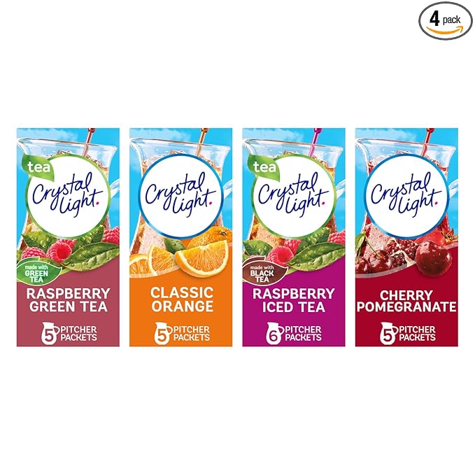 Crystal Light Classic Orange, Cherry Pomegranate, Raspberry Green Tea, Raspberry Iced Tea Variety Pack Drink Mix (Variety Pack)