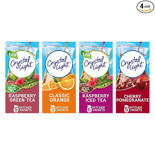 Crystal Light Classic Orange, Cherry Pomegranate, Raspberry Green Tea, Raspberry Iced Tea Variety Pack Drink Mix (Variety Pack)