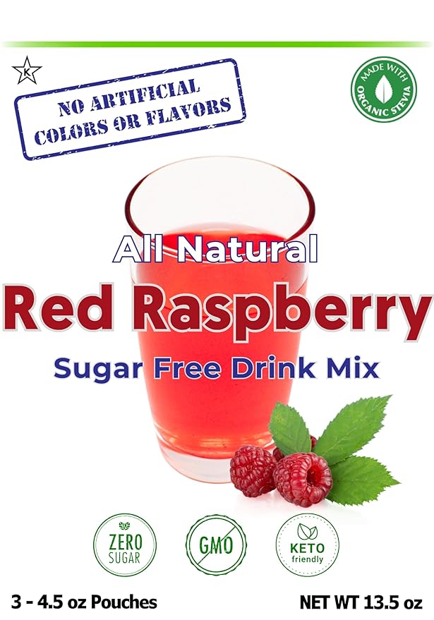 GramZero All Natural Red Raspberry Zero Calorie Sugar Free Drink Mix, Great For Nutrition Club Loaded Tea, Stevia Sweetened
