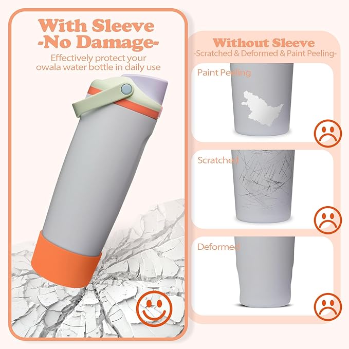 2PCS Silicone Boots for Owala 30oz & 40oz FreeSip Sway Bottles & Tumblers – Non-Slip, Scratch-Resistant, Stability Enhancer for Owala Accessories (Beach House Orange)