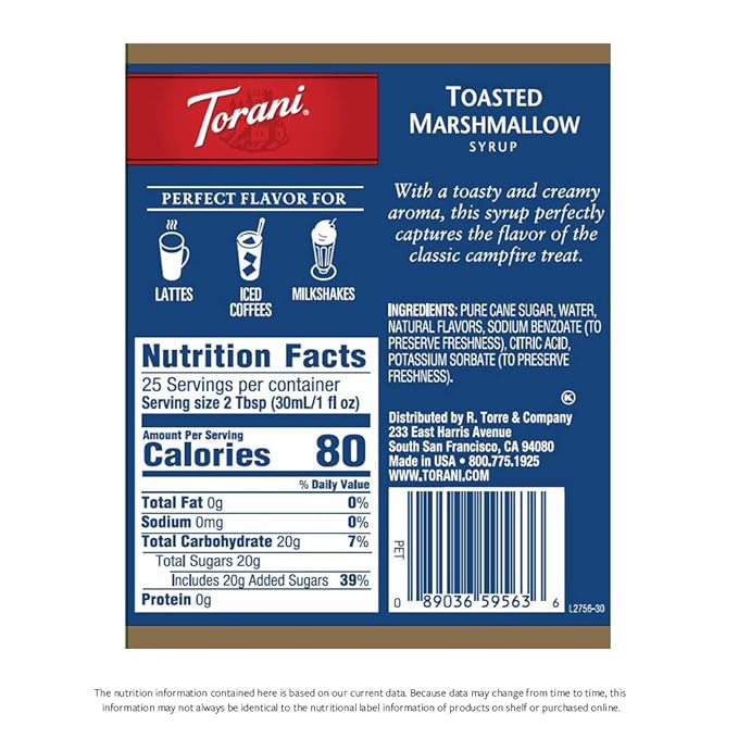 Torani Syrup, Toasted Marshmallow, 25.4 Ounces (Pack of 4)