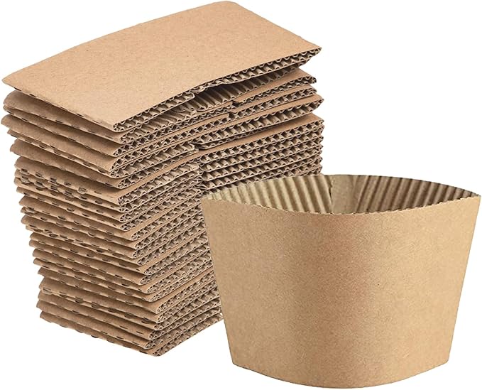 500 PCS Coffee Sleeves by MTJBYD-Fit 12oz,16oz,20oz,22oz, 24oz Hot Cups-Kraft Paper Cup Sleeves Perfect for Hot Drinks-Disposable and Recyclable-Plain Brown Color (PACK of 500)