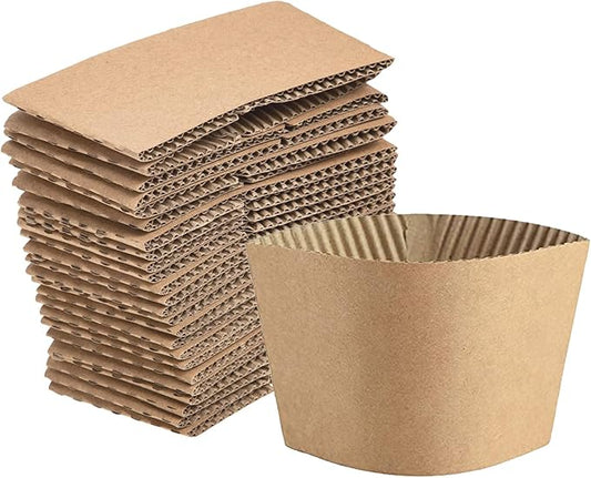 500 PCS Coffee Sleeves by MTJBYD-Fit 12oz,16oz,20oz,22oz, 24oz Hot Cups-Kraft Paper Cup Sleeves Perfect for Hot Drinks-Disposable and Recyclable-Plain Brown Color (PACK of 500)