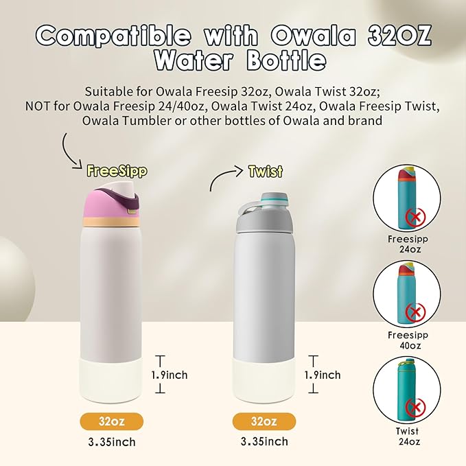 2PCS Silicone Water Bottle Boot, Compatible with Owala 24oz 32oz 40oz, Protective Anti-Scratch & Anti-Dent No Noise Sleeve Cover for FreeSip/Twist/Flip Water Bottles (Daybreak, 32oz)