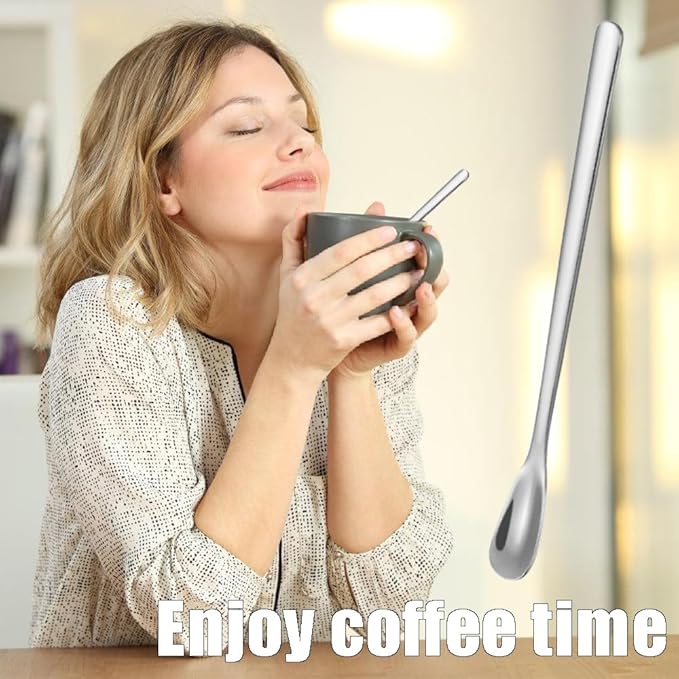 Stainless Steel Coffee Stirring Spoon,Silver Coffee Stir Sticks Drink Spoons,Long Handle Tea Coffee Spoons Tiny Salt Condiment Spoon,Coffee Bar Accessories,6 Inches,8 Pieces