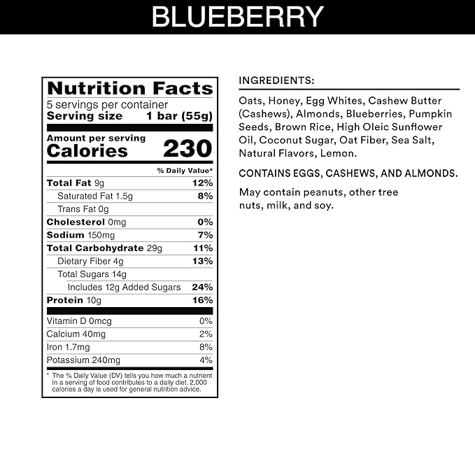 RXBAR Nut Butter and Oat Protein Bars, Protein Snacks, Blueberry Cashew Butter (6 Boxes, 30 Bars)