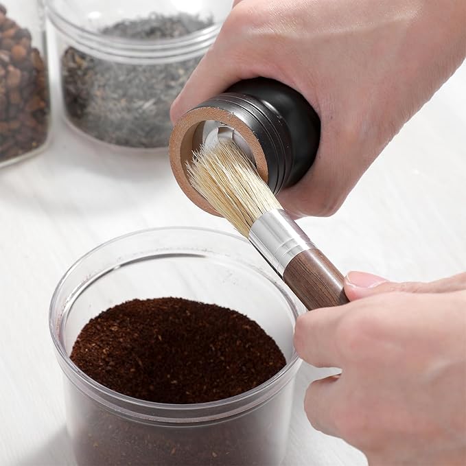 Mabor Coffee Cleaning Brush Set - Natural Bristle & Wood Handle, Professional Espresso Grinder Cleaning Tools with Dual-Head Brush