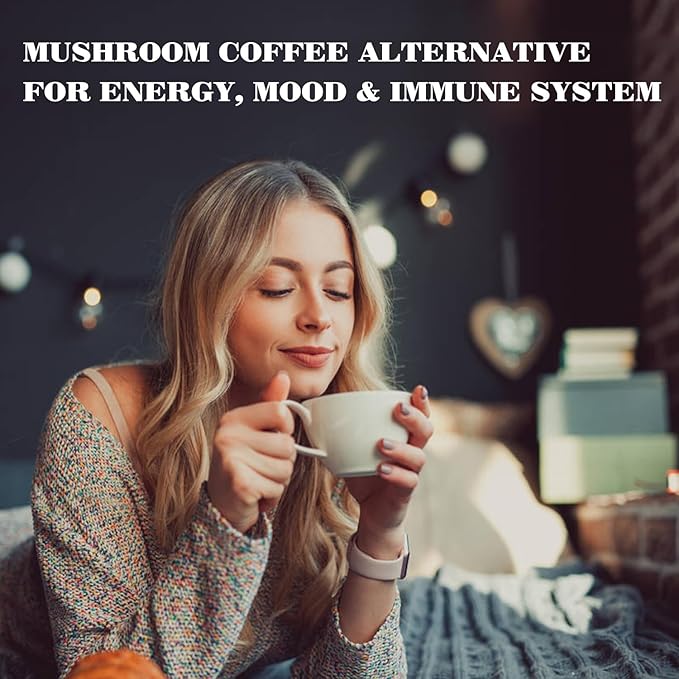 Mushroom Hot Chocolate Mix with Reishi, Mushroom Coffee Alternative Hot Cacao Powder for Energy, Mood and Immune System, Vegan Mushroom Supplement, 15 Servings, 11.1 Ounce
