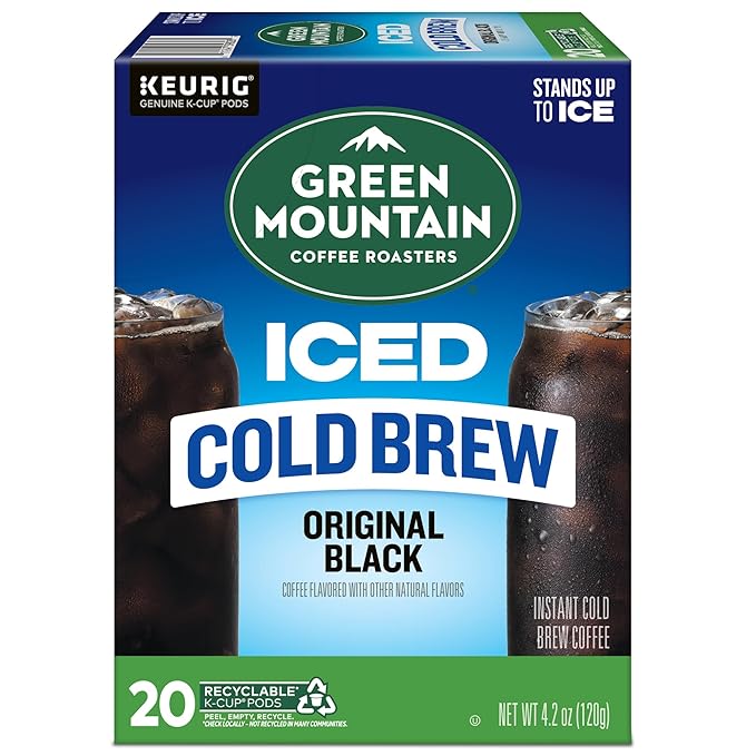 Green Mountain Coffee Roasters Original Black Iced Cold Brew Coffee, Single Serve Keurig K-Cup Pods, 20-Count Box