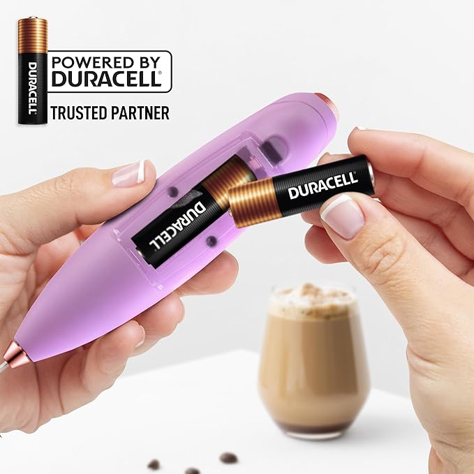 Zulay Kitchen Patented Tornado Triple Whisk Milk Frother with 4 Duracell Batteries – Handheld Foam Maker for Coffee, Lattes, Matcha & Hot Chocolate – Rich, Creamy Froth in Seconds