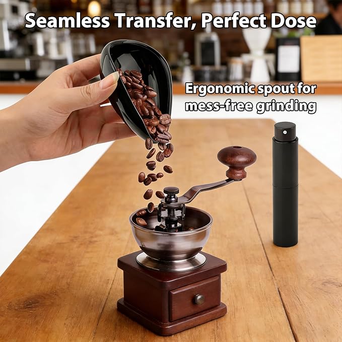 Coffee Bean Dosing Cup, 20g-30g with Wide Spout, Stable Base Ceramic, Includes RDT Spray Bottle, Metal Grind Size Reference Card, Single-Dose Espresso Bean Cup for Coffee Grinder Workflow