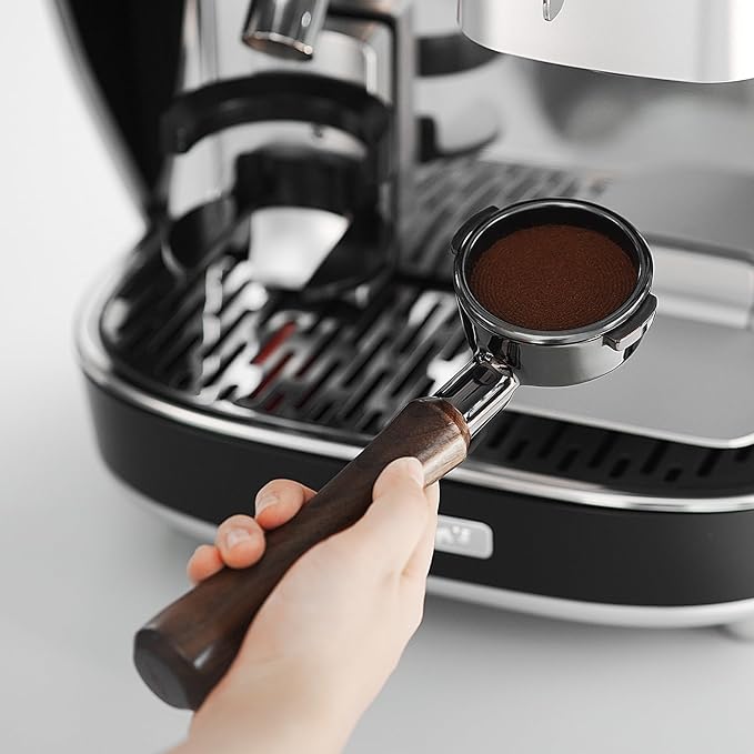 MHW-3BOMBER 58mm Bottomless Portafilter Fits E61, Flair 58, ECM, Rocket, Sanremo, Synesso, VBM Coffee Machines, 2 Ears Flat Espresso Portafilter with 18g Filter Basket, Wood Handle, BP7120L