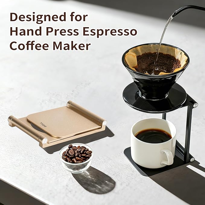 Pour Over Coffee Maker Stand,Foldable Portable Electric Espresso Machine Stand,Holder for Coffee Grinder,Universal Dripper,V60 Dripper,Travel Coffee Maker, Press Round&Golden