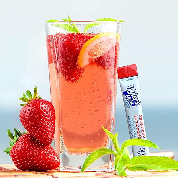 Wyler's Light Singles To Go (6 Pack), Strawberry Lemonade Water Drink Mix, 48 Total Powder Drink Mix Packets