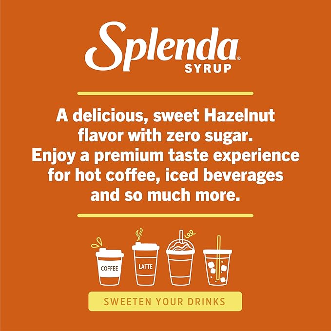 Splenda Coffee Syrup, Hazelnut, Sugar Free, Flavored Liquid Syrups for Drinks, 750 ml Bottle
