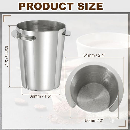 uxcell 51mm Coffee Grinder Powder Cup, Stainless Steel Espresso Coffee Powder Feeder, Espresso Coffee Machine Tools for Coffee Tamper (Silver)