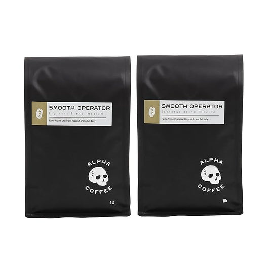 Alpha Coffee - Smooth Operator - 16 oz. Premium Espresso Blend - Gourmet Medium Roast Coffee | Veteran Owned - Specialty Small Batch Roasted Coffee | 100% Arabica Beans ((Pack of 2) Smooth Operator Whole Bean)