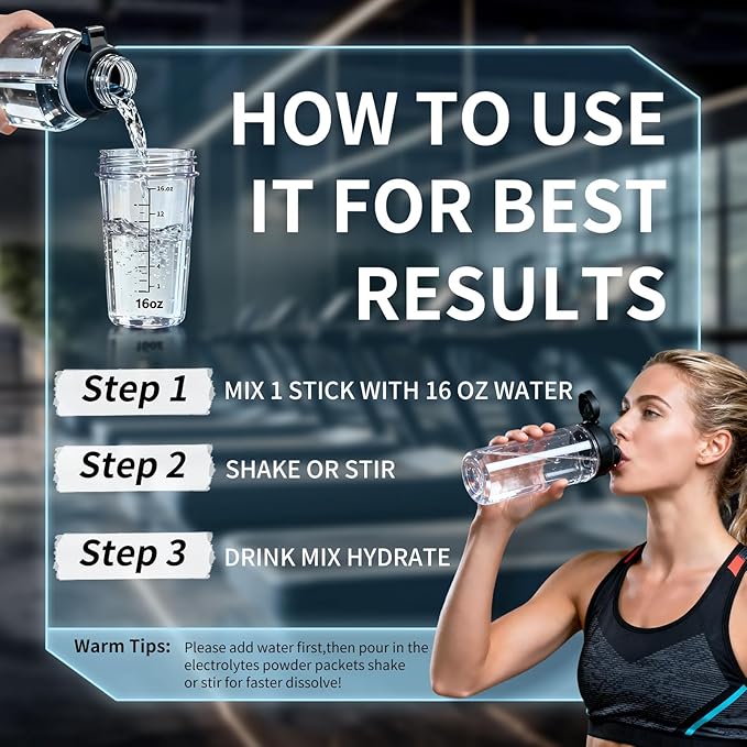 16 Sticks Electrolytes Powder Packets Sugar Free Hydration Packets Liquid Daily IV Electrolyte Drink Mix for Rehydration with 8 Electrolytes & 6 Vitamins, Low Sodium, Cucumber Lime