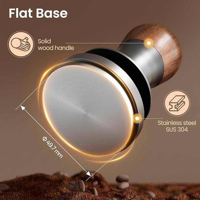 MHW-3BOMBER 49.7mm Coffee Tamper – Designed Exclusively for ROK Espresso, Precision Fit for ROK Portafilter, Manual Espresso Tamper with Sound Feedback, Flat Base T7069F-OS