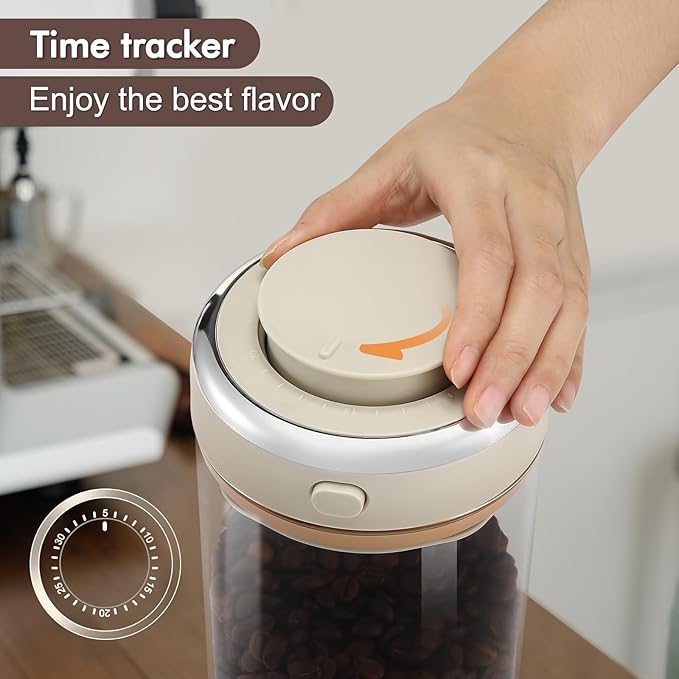 2 Pack 37oz Coffee Bean Storage Container with Scoop Glass Airtight Coffee Canister with One-Way Valve Airtight Lid Date Tracker Storage Container for Grounds Beans Tea Cereal Sugar Flour Cookies