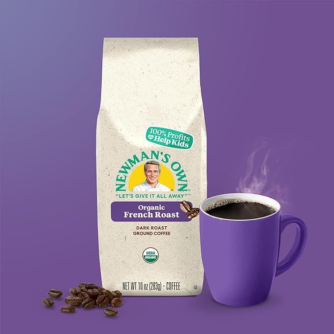 Newman's Own Organics Newman's French Roast, Ground Coffee, Fair Trade Certified, Dark Roast, Bagged 10oz