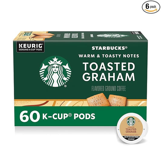 Starbucks K-Cup Coffee Pods, Flavored Hot or Iced Coffee, Toasted Graham, 60 Keurig Pods