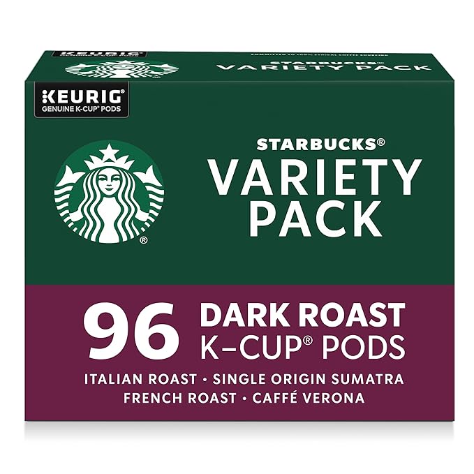 Starbucks K-Cup Coffee Pods, Dark Roast Hot or Iced Coffee, Variety Pack, 96 Keurig Pods