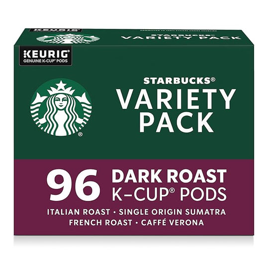 Starbucks K-Cup Coffee Pods, Dark Roast Hot or Iced Coffee, Variety Pack, 96 Keurig Pods