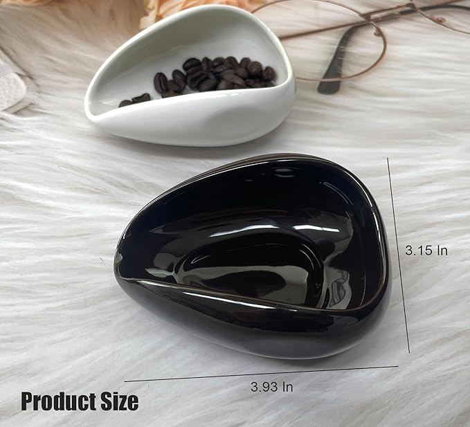 Newly Upgraded Coffee Bean Dosing Cup, Ceramic Dosing Dish for Coffee Beans, Ceramic Single Dose Measuring Tray, Coffee Bar Accessories (Solid Brown)