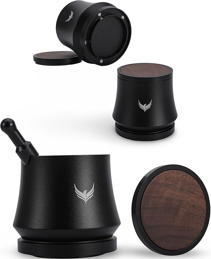 KNODOS Blind Espresso Shaker 58mm with Walnut Lid | Magnetic Dosing Cup for 58 mm Portafilters | Coffee Grounds Distribution Tool