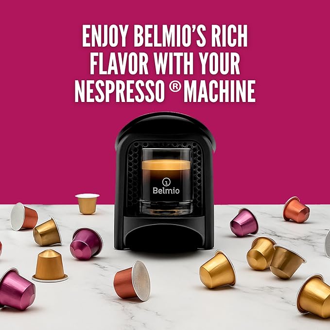 Belmio Lungo Fortissimo Espresso Coffee Pods – Dark Roast – Bold & Full of Flavor - Nespresso Original Line Compatible – 10 Count (Pack of 10)