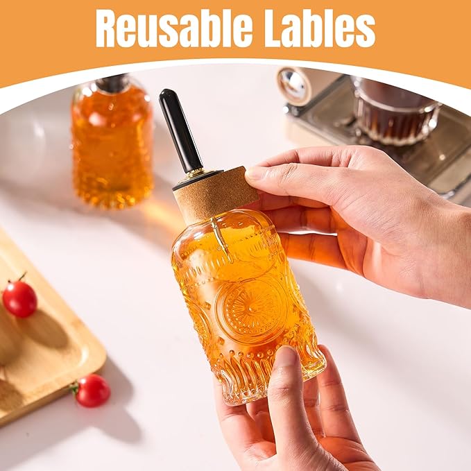 2 Pack Glass Coffee Syrup Dispenser Bottles Set, 7 OZ Simple Syrup Bottles with Metal Pour Spout, Syrup Dispenser for Coffee Bar Accessories for Maple Honey Syrup Oil and Sauces