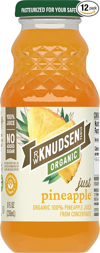 R.W. Knudsen Organic Just Pineapple Juice, 8 fl oz (12 Pack)