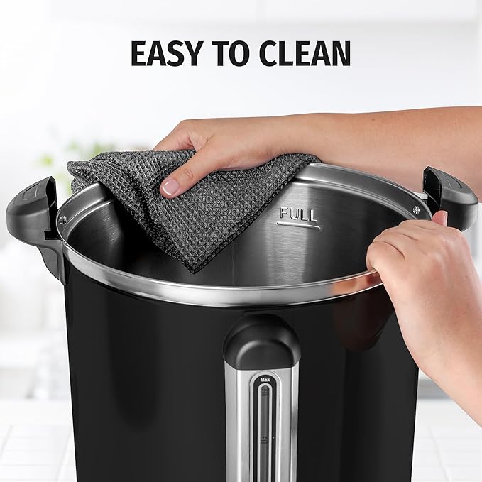 Zulay Kitchen Commercial Grade Coffee Maker Hot Water Urn - Percolator With Double-Wall Stainless Steel, Quick Brew, Stays Hot for Tea & Beverage at Events & Catering - Black - 50 cups