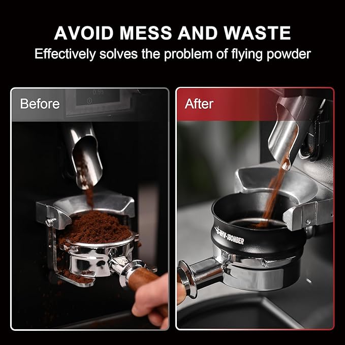 MHW-3BOMBER 58mm Espresso Dosing Funnel & Puck Screen Set, Magnetic Dosing Rring & Reusable Filter kit Compatible with 58mm Bottomless Portafilter, Coffee Dosing Ring with Eppresso Puck DR7013-OS