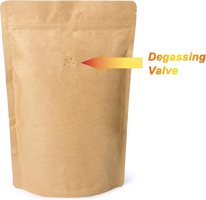 500g 16oz 1lb Kraft Paper Stand up Zipper Pouches Coffee Bags Coffee Pouches with Valve (Pack of 50)
